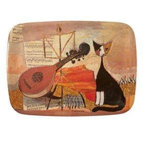Rosina Wachtmeister Cat Music Tray Pimpernel Art for the Table Mandolin Calico